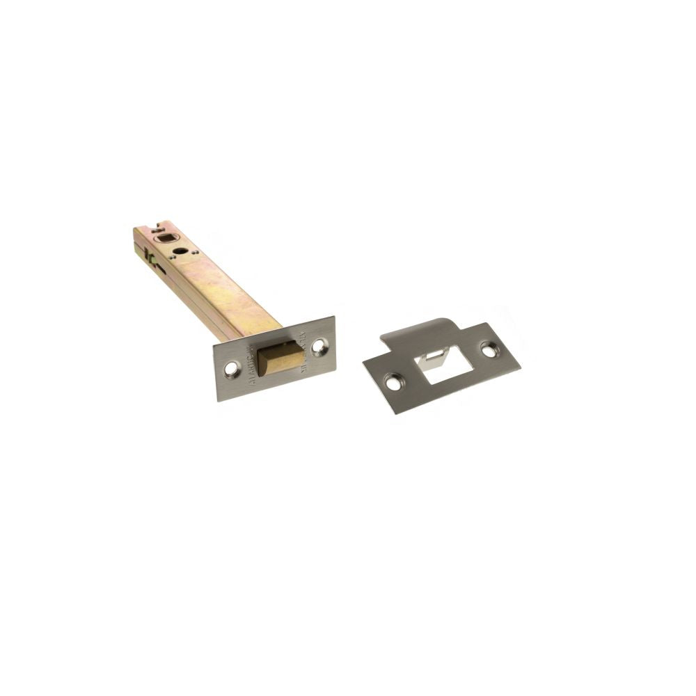 This is an image of Atlantic Heavy Duty Bolt Through Tubular Latch 6" - Satin Nickel available to order from T.H Wiggans Architectural Ironmongery in Kendal.