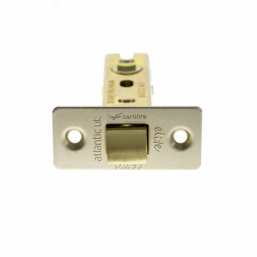 This is an image of Atlantic Fire-Rated CE Marked Bolt Through Tubular Latch 2.5" - Satin Nickel available to order from T.H Wiggans Architectural Ironmongery in Kendal.