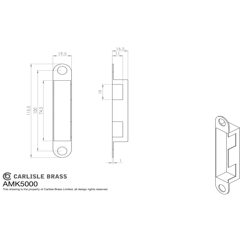 This image is a line drwaing of a Eurospec - Metal Box Keep to Suit Contact Easi T Lock available to order from T.H Wiggans Architectural Ironmongery in Kendal