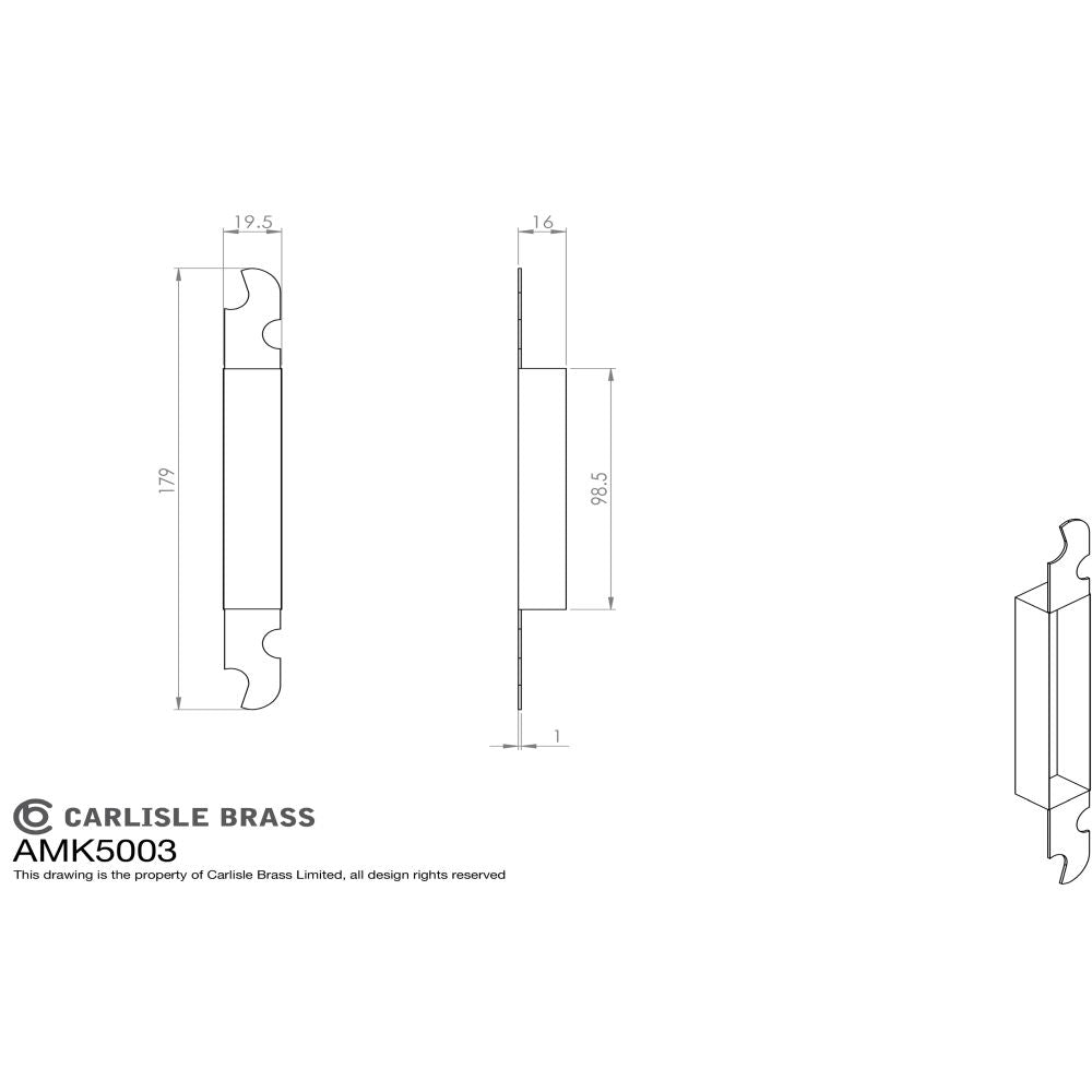 This image is a line drwaing of a Eurospec - Metal Box Keep To Suit Easi - T Architectural Sashlock available to order from T.H Wiggans Architectural Ironmongery in Kendal