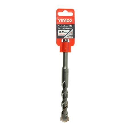 This is an image showing TIMCO Professional SDS Plus Hammer Bit - 16.0 x 160 - 1 Each Clip available from T.H Wiggans Ironmongery in Kendal, quick delivery at discounted prices.