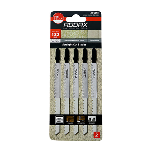 This is an image showing TIMCO Jigsaw Blades - Plasterboard & Cement Board Cutting - HCS Blades - T341HM - 5 Pieces Pack available from T.H Wiggans Ironmongery in Kendal, quick delivery at discounted prices.