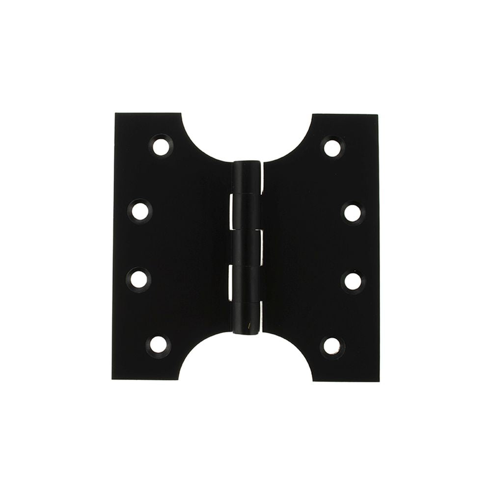 This is an image of Atlantic (Solid Brass) Parliament Hinges 4" x 2" x 4mm - Matt Black available to order from T.H Wiggans Architectural Ironmongery in Kendal.