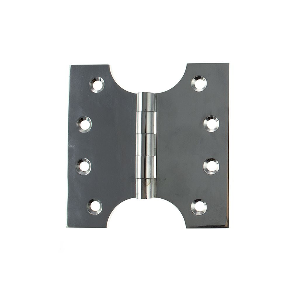 This is an image of Atlantic (Solid Brass) Parliament Hinges 4" x 2" x 4mm - Polished Chrome available to order from T.H Wiggans Architectural Ironmongery in Kendal.