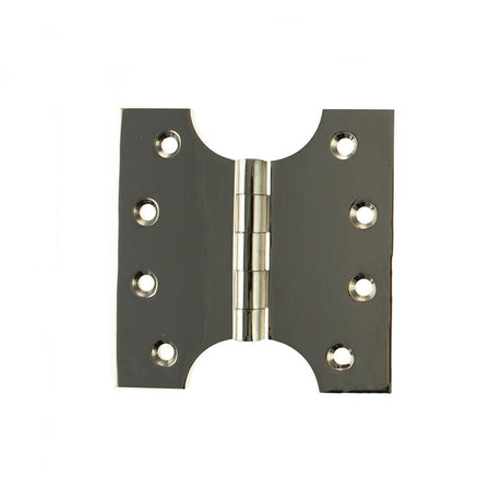 This is an image of Atlantic (Solid Brass) Parliament Hinges 4" x 2" x 4mm - Polished Nickel available to order from T.H Wiggans Architectural Ironmongery in Kendal.