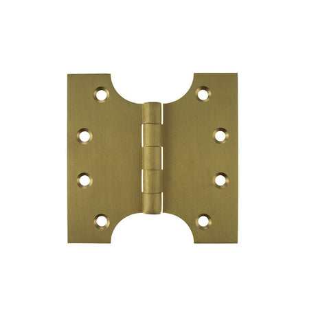 This is an image of Atlantic (Solid Brass) Parliament Hinges 4" x 2" x 4mm - Satin Brass available to order from T.H Wiggans Architectural Ironmongery in Kendal.