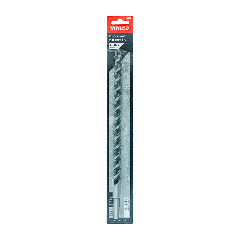 This is an image showing TIMCO Professional Masonry Bit - 16.0 x 300 - 1 Each Blister Pack available from T.H Wiggans Ironmongery in Kendal, quick delivery at discounted prices.