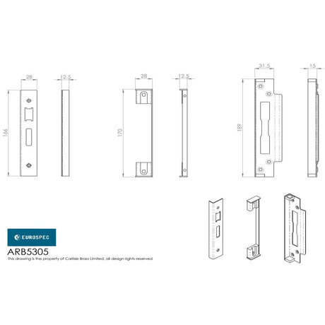 This image is a line drwaing of a Eurospec - BS Rebate Set (SashLock) Cylinder-Satin Stainless Steel available to order from T.H Wiggans Architectural Ironmongery in Kendal