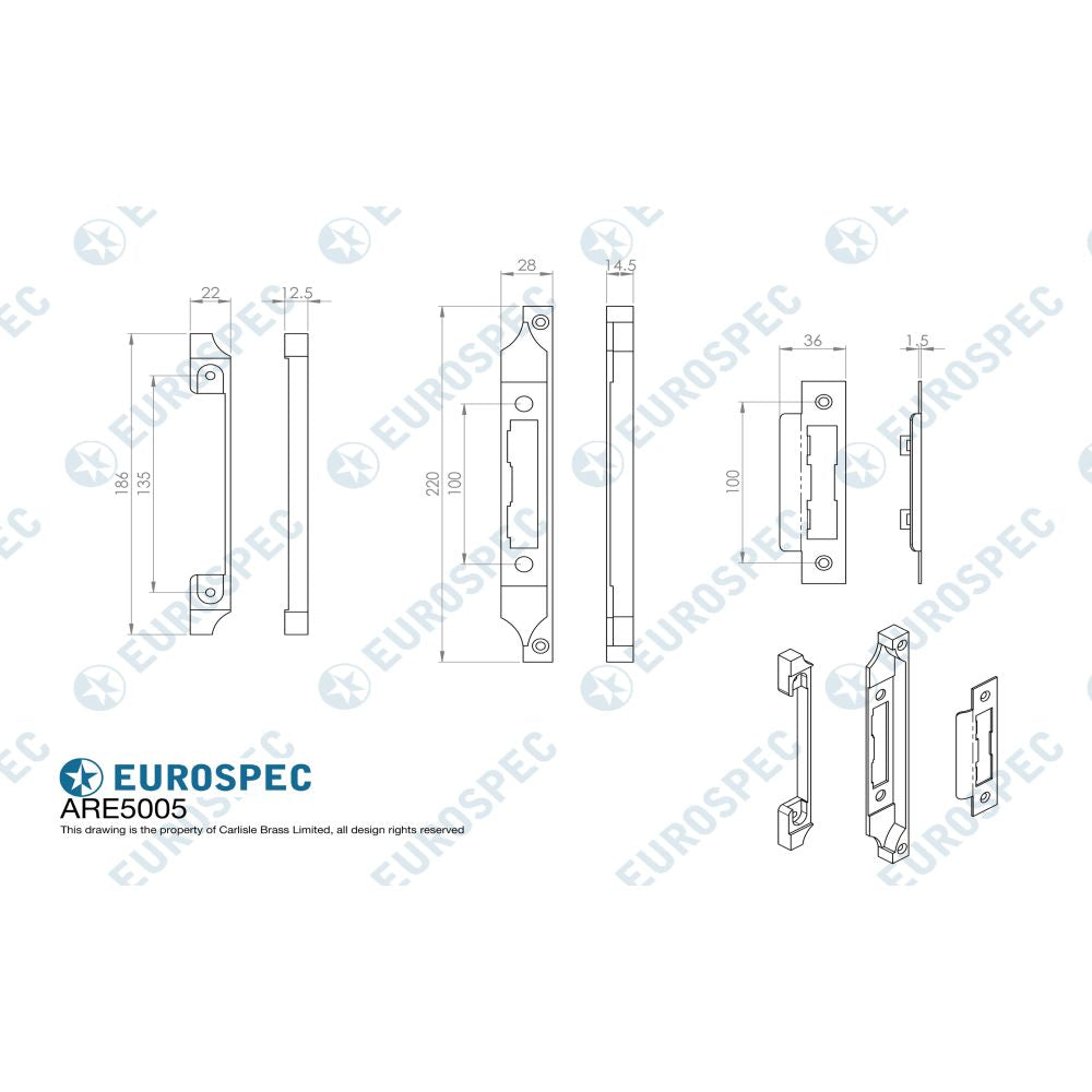 This image is a line drwaing of a Eurospec - Rebate Set To Suit Economy Sashlock 0.5 available to order from T.H Wiggans Architectural Ironmongery in Kendal