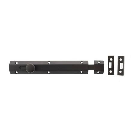 This is an image of Atlantic Solid Brass Surface Door Bolt 8" - Urban Dark Bronze available to order from Trade Door Handles.