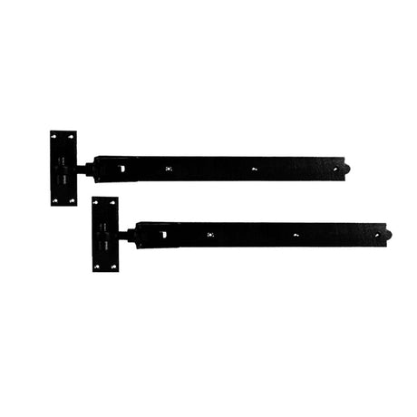 This is an image of Spira Brass - Hook and Band Hinge - Straight 24" - 600mm Black  available to order from T.H Wiggans Architectural Ironmongery in Kendal, quick delivery and discounted prices.
