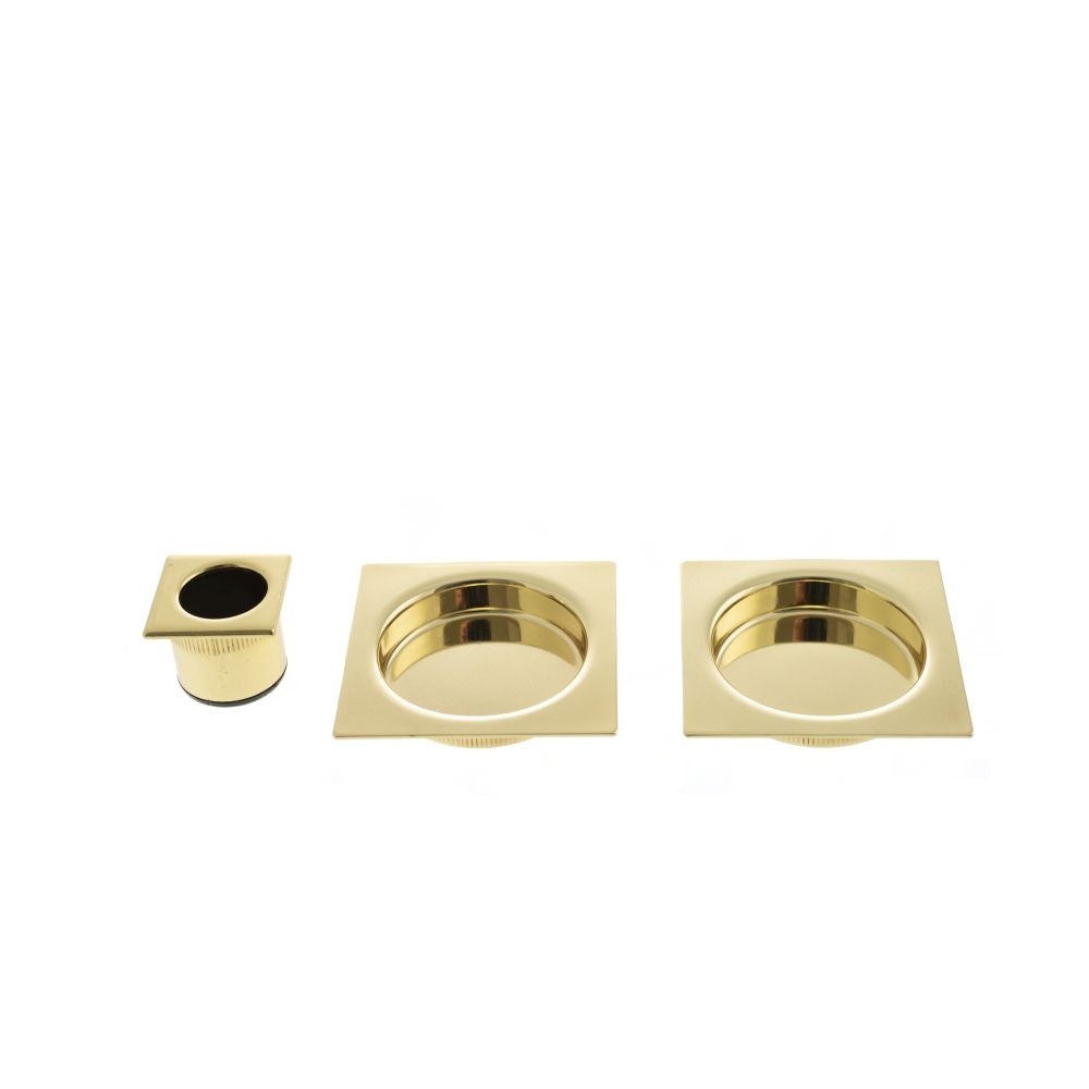 This is an image of AGB Sliding Door Flush Pull Square - Polished Brass available to order from T.H Wiggans Architectural Ironmongery in Kendal, quick delivery and discounted prices.