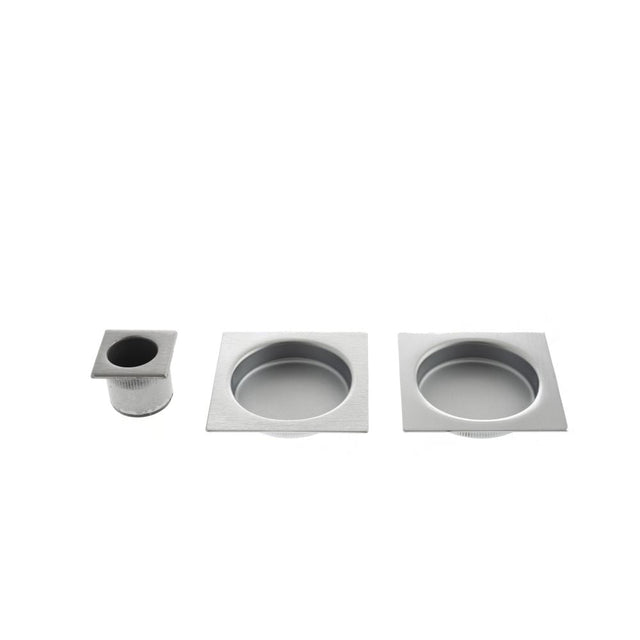 This is an image of AGB Sliding Door Flush Pull Square - Satin Chrome available to order from T.H Wiggans Architectural Ironmongery in Kendal, quick delivery and discounted prices.