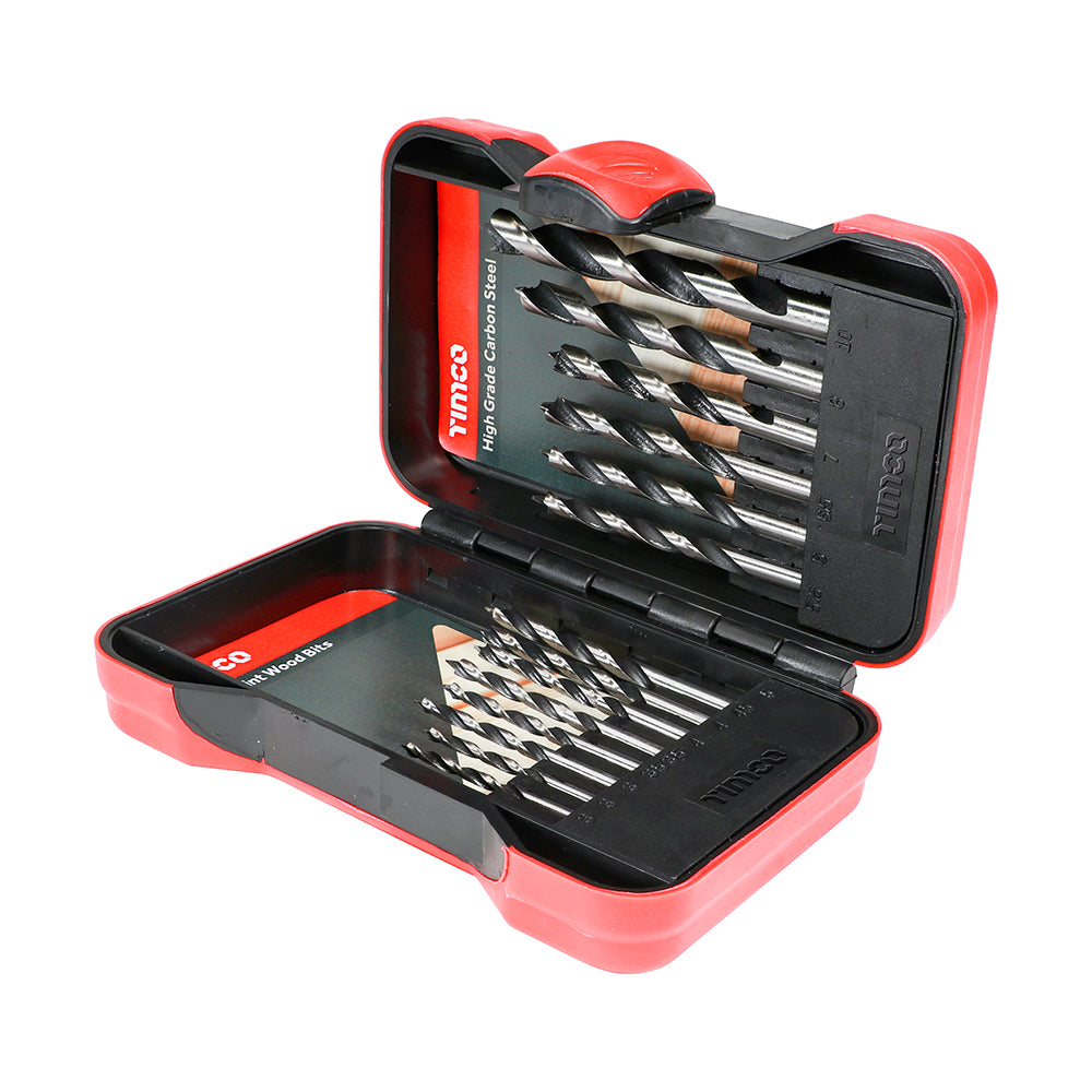 This is an image showing TIMCO Brad Point Wood Bit Set - 15pcs - 15 Pieces Case available from T.H Wiggans Ironmongery in Kendal, quick delivery at discounted prices.
