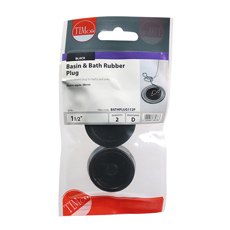 This is an image showing TIMCO Bath & Sink Plugs - 1 1/2" - 2 Pieces TIMpac available from T.H Wiggans Ironmongery in Kendal, quick delivery at discounted prices.