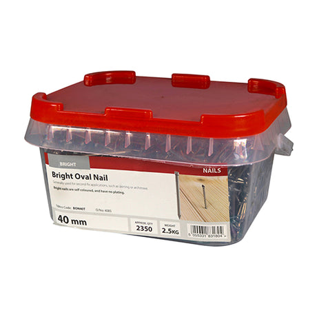 This is an image showing TIMCO Oval Nails - Bright - 40mm - 2.5 Kilograms TIMtub available from T.H Wiggans Ironmongery in Kendal, quick delivery at discounted prices.