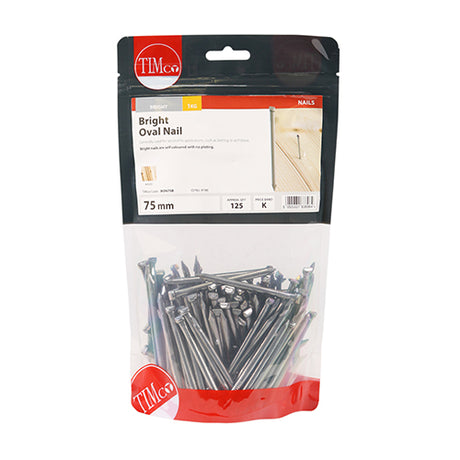 This is an image showing TIMCO Oval Nails - Bright - 75mm - 1 Kilograms TIMbag available from T.H Wiggans Ironmongery in Kendal, quick delivery at discounted prices.