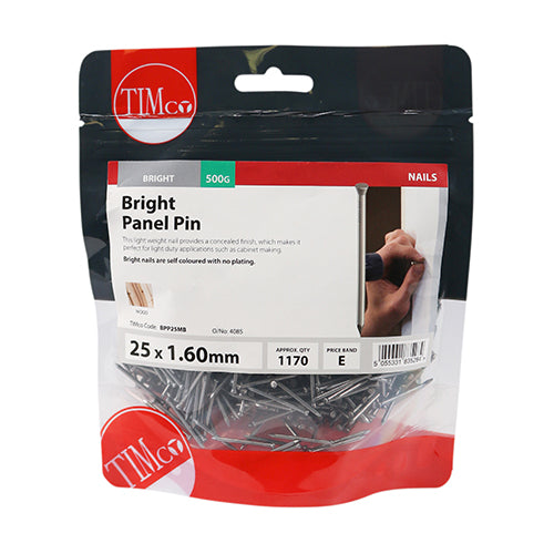 This is an image showing TIMCO Panel Pins - Bright - 25 x 1.60 - 0.5 Kilograms TIMbag available from T.H Wiggans Ironmongery in Kendal, quick delivery at discounted prices.