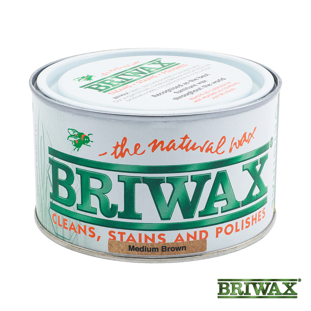 This is an image showing TIMCO Briwax Original - Medium Brown - 400g - 1 Each Tin available from T.H Wiggans Ironmongery in Kendal, quick delivery at discounted prices.