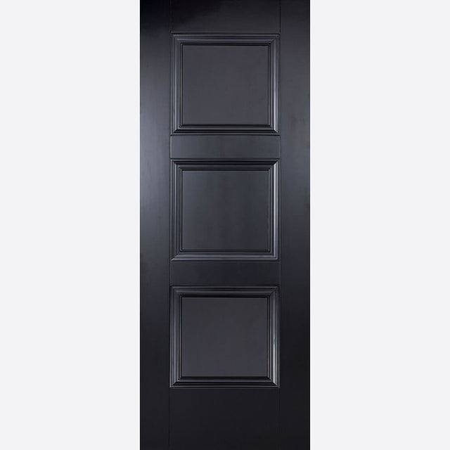 This is an image showing LPD - Amsterdam Primed Plus Black Doors 610 x 1981 available from T.H Wiggans Ironmongery in Kendal, quick delivery at discounted prices.