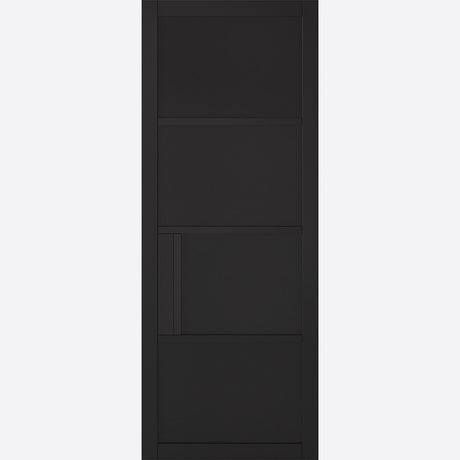 This is an image showing LPD - Chelsea 4P Primed Plus Black Doors 686 x 1981 available from T.H Wiggans Ironmongery in Kendal, quick delivery at discounted prices.