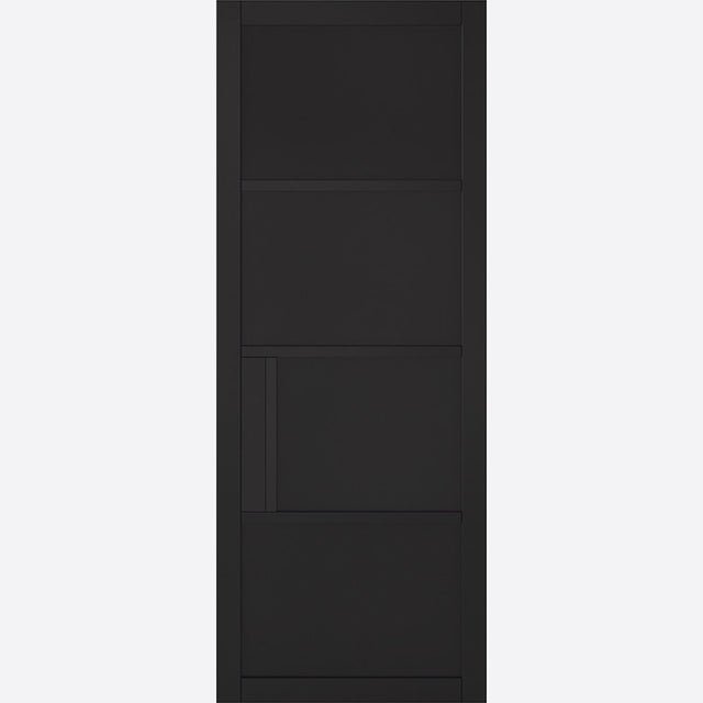 This is an image showing LPD - Chelsea 4P Primed Plus Black Doors 838 x 1981 available from T.H Wiggans Ironmongery in Kendal, quick delivery at discounted prices.
