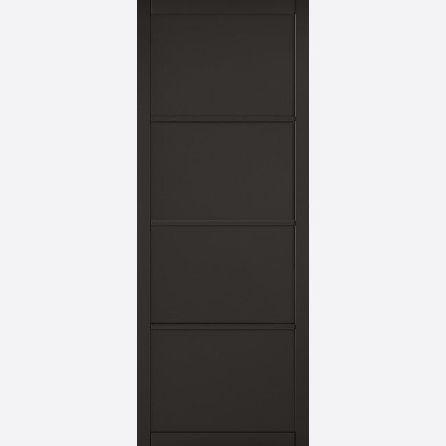 This is an image showing LPD - Soho 4P Primed Black Doors 762 x 1981 available from T.H Wiggans Ironmongery in Kendal, quick delivery at discounted prices.