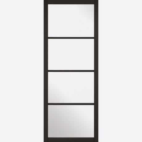 This is an image showing LPD - Soho 4L Primed Black Doors 762 x 1981 available from T.H Wiggans Ironmongery in Kendal, quick delivery at discounted prices.