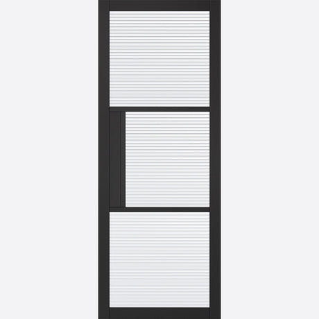 This is an image showing LPD - Tribeca 3L Reeded Primed Plus Black Doors 686 x 1981 available from T.H Wiggans Ironmongery in Kendal, quick delivery at discounted prices.