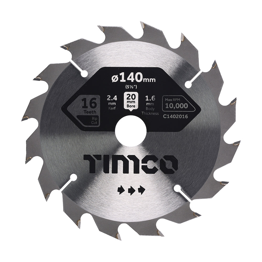 This is an image showing TIMCO Circular Saw Blade - General Purpose - Coarse/Medium - 140 x 20 x 16T - 1 Each Clamshell available from T.H Wiggans Ironmongery in Kendal, quick delivery at discounted prices.