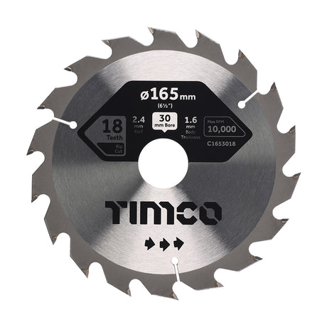This is an image showing TIMCO Circular Saw Blade - Combination - Medium - 165 x 30 x 18T - 1 Each Clamshell available from T.H Wiggans Ironmongery in Kendal, quick delivery at discounted prices.