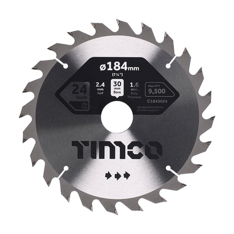 This is an image showing TIMCO Circular Saw Blade - General Purpose - Coarse/Medium - 184 x 30 x 24T - 1 Each Clamshell available from T.H Wiggans Ironmongery in Kendal, quick delivery at discounted prices.