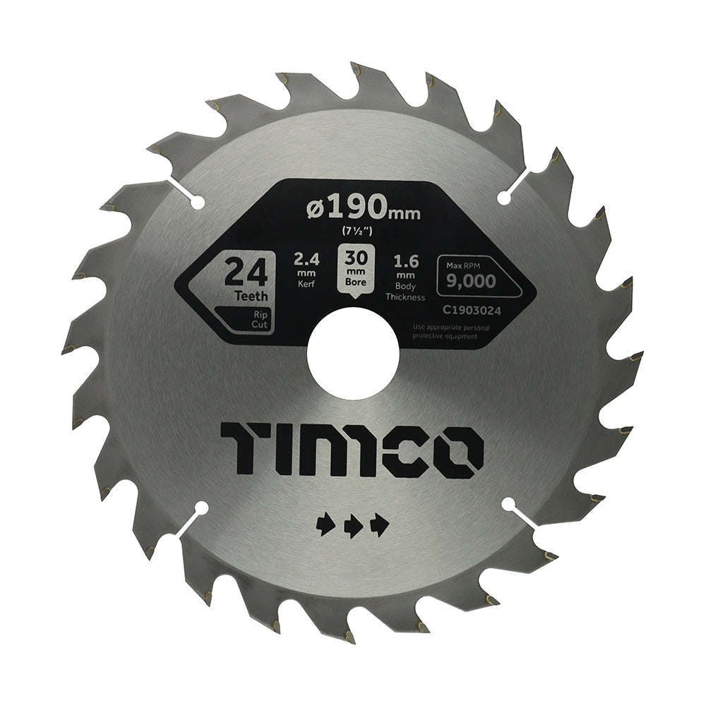 This is an image showing TIMCO Circular Saw Blade - General Purpose - Coarse/Medium - 190 x 30 x 24T - 1 Each Clamshell available from T.H Wiggans Ironmongery in Kendal, quick delivery at discounted prices.