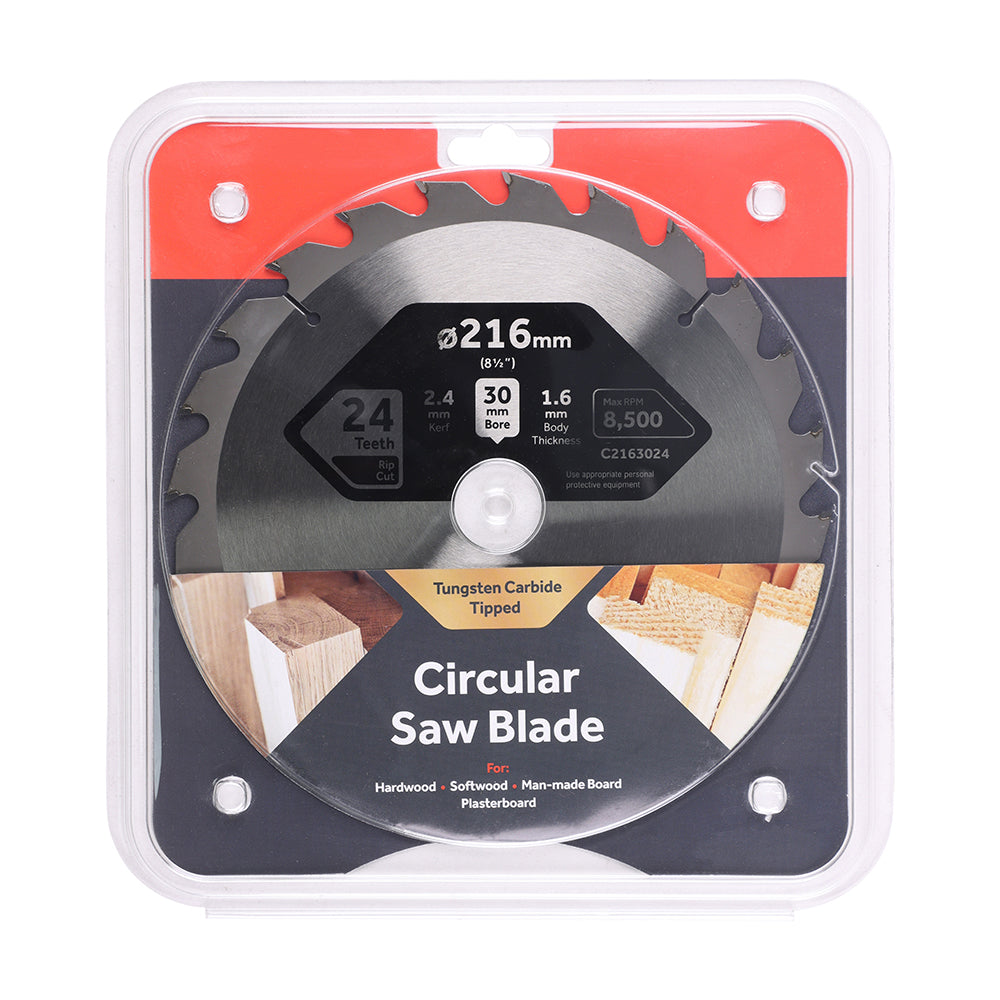 This is an image showing TIMCO Circular Saw Blade - General Purpose - Coarse/Medium - 216 x 30 x 24T - 1 Each Clamshell available from T.H Wiggans Ironmongery in Kendal, quick delivery at discounted prices.