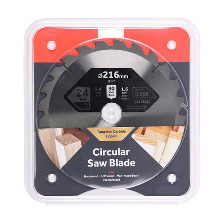 This is an image showing TIMCO Circular Saw Blade - General Purpose - Coarse/Medium - 216 x 30 x 24T - 1 Each Clamshell available from T.H Wiggans Ironmongery in Kendal, quick delivery at discounted prices.