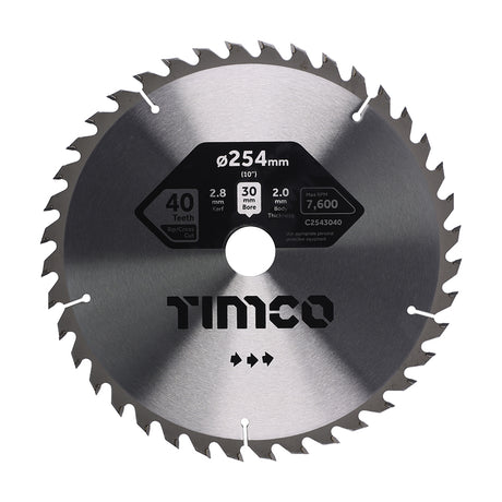 This is an image showing TIMCO Circular Saw Blade - Combination - Medium - 254 x 30 x 40T - 1 Each Clamshell available from T.H Wiggans Ironmongery in Kendal, quick delivery at discounted prices.