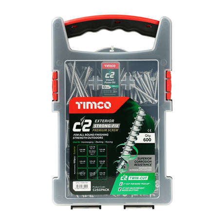 This is an image showing TIMCO C2 Exterior Strong-Fix Mixed Grab Pack - PZ - Double Countersunk with Ribs - Twin-Cut - Silver - 600pcs - 600 Pieces Tray available from T.H Wiggans Ironmongery in Kendal, quick delivery at discounted prices.