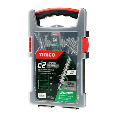 This is an image showing TIMCO C2 Exterior Strong-Fix Mixed Grab Pack - PZ - Double Countersunk with Ribs - Twin-Cut - Silver - 600pcs - 600 Pieces Tray available from T.H Wiggans Ironmongery in Kendal, quick delivery at discounted prices.