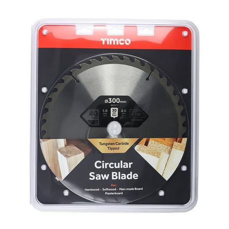 This is an image showing TIMCO Circular Saw Blade - Combination - Medium - 300 x 30 x 40T - 1 Each Clamshell available from T.H Wiggans Ironmongery in Kendal, quick delivery at discounted prices.