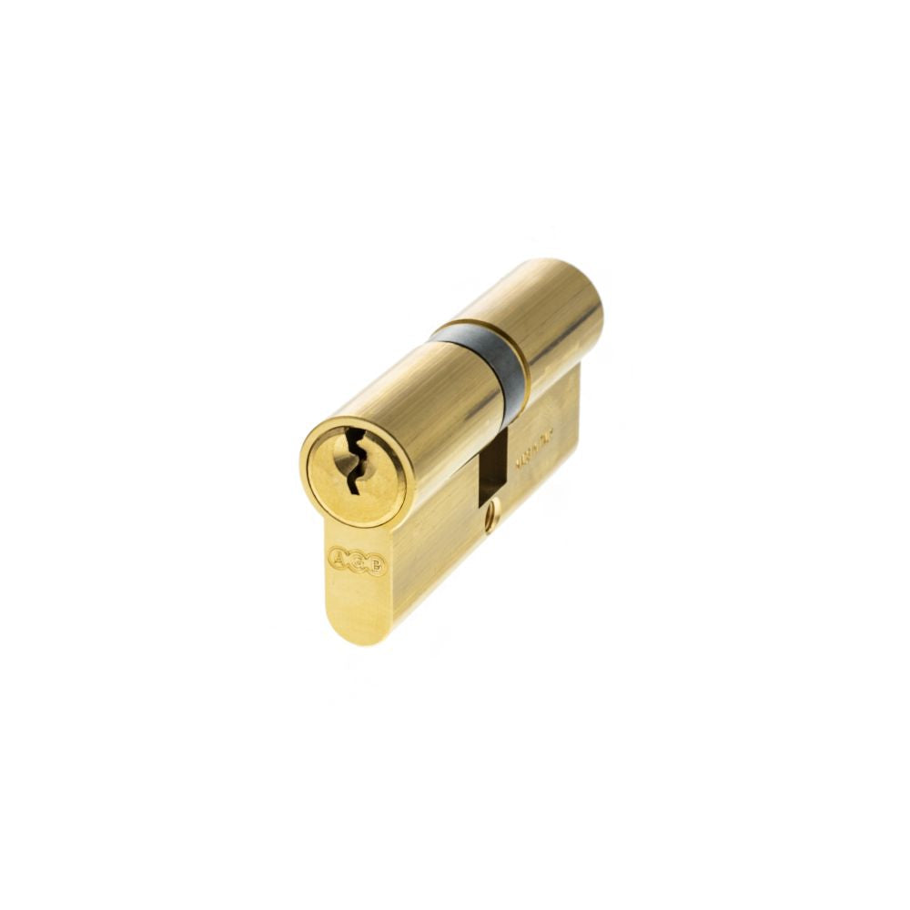 This is an image of AGB Euro Profile 5 Pin Double Cylinder 35-35mm (70mm) - Polished Brass available to order from T.H Wiggans Architectural Ironmongery in Kendal.