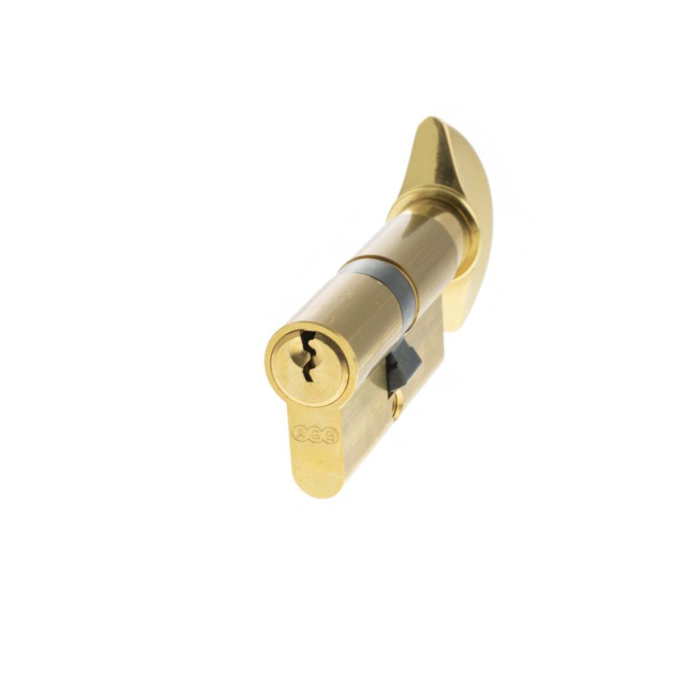 This is an image of AGB Euro Profile 5 Pin Cylinder Key to Turn 30-30mm (60mm) - Polished Brass available to order from T.H Wiggans Architectural Ironmongery in Kendal.