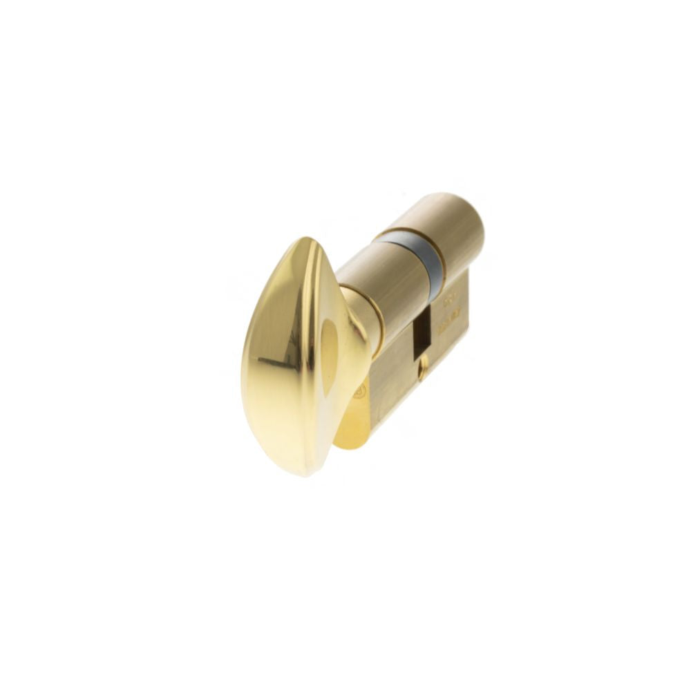 This is an image of AGB Euro Profile 5 Pin Cylinder Key to Turn 30-30mm (60mm) - Polished Brass available to order from T.H Wiggans Architectural Ironmongery in Kendal.
