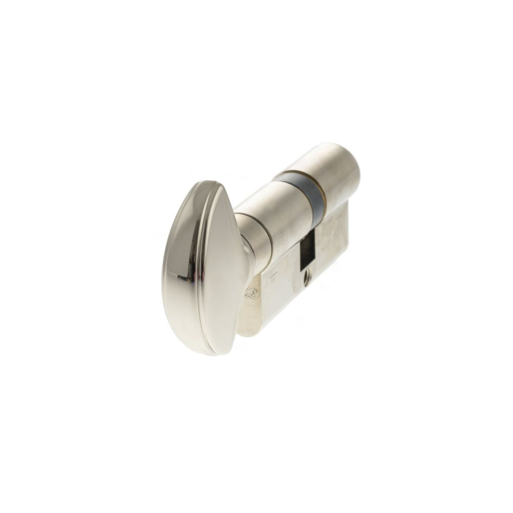 This is an image of AGB Euro Profile 5 Pin Cylinder Key to Turn 30-30mm (60mm) - Polished Nickel available to order from T.H Wiggans Architectural Ironmongery in Kendal.