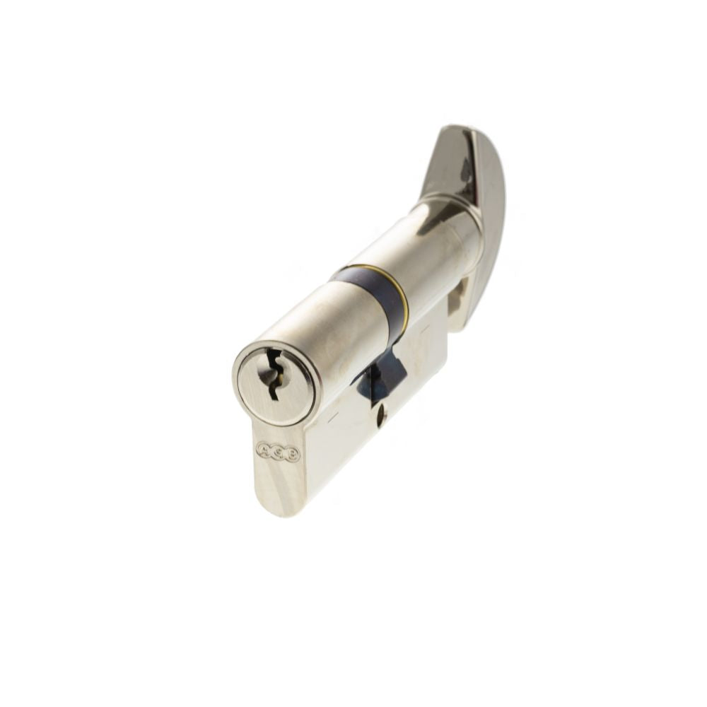 This is an image of AGB Euro Profile 5 Pin Cylinder Key to Turn 35-35mm (70mm) - Polished Nickel available to order from T.H Wiggans Architectural Ironmongery in Kendal.