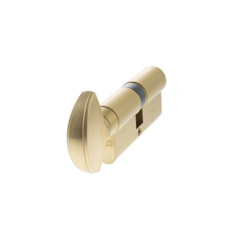 This is an image of AGB Euro Profile 5 Pin Cylinder Key to Turn 35-35mm (70mm) - Satin Brass available to order from T.H Wiggans Architectural Ironmongery in Kendal.