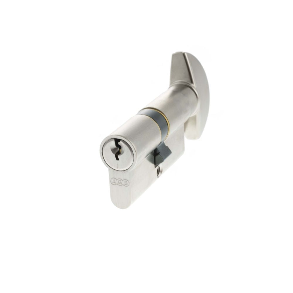 This is an image of AGB Euro Profile 5 Pin Cylinder Key to Turn 30-30mm (60mm) - Satin Chrome available to order from T.H Wiggans Architectural Ironmongery in Kendal.