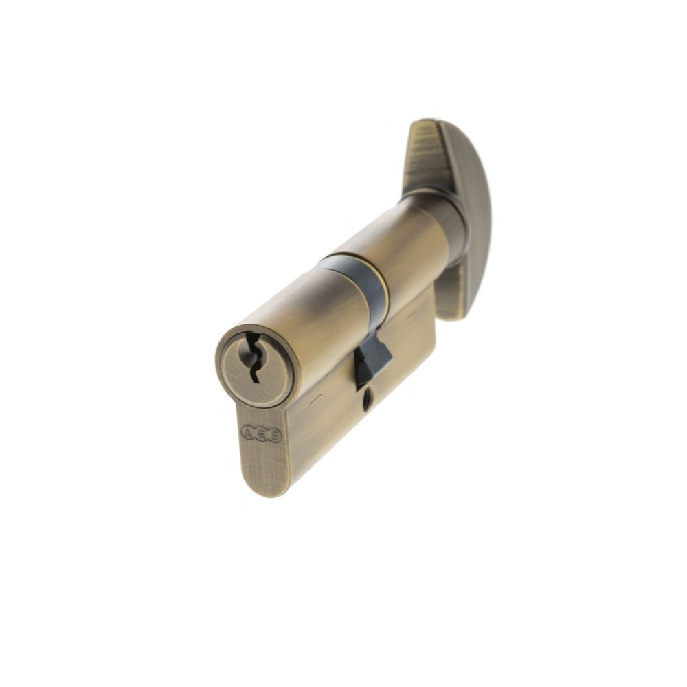 This is an image of AGB Euro Profile 5 Pin Cylinder Key to Turn 35-35mm (70mm) - Matt Antique Brass available to order from T.H Wiggans Architectural Ironmongery in Kendal.