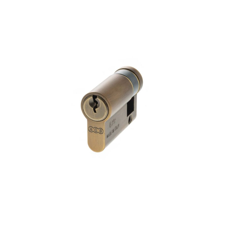This is an image of AGB Euro Profile 5 Pin Single Cylinder 35-15mm (45mm) - Matt Antique Brass available to order from T.H Wiggans Architectural Ironmongery in Kendal.