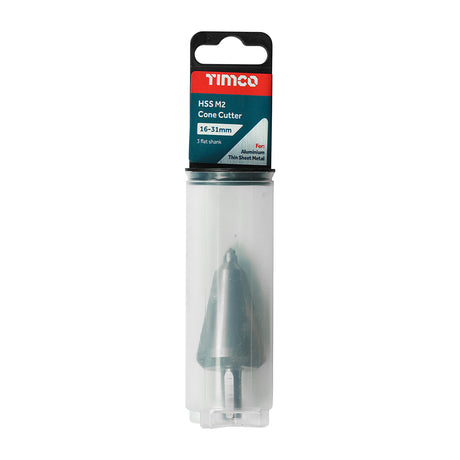 This is an image showing TIMCO Cone Cutter - 16-31mm - 1 Each Tube available from T.H Wiggans Ironmongery in Kendal, quick delivery at discounted prices.