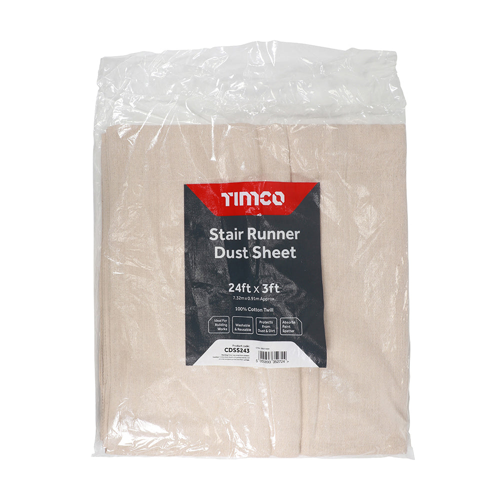 This is an image showing TIMCO Stair Runner Dust Sheet - 24ft x 3ft - 1 Each Bag available from T.H Wiggans Ironmongery in Kendal, quick delivery at discounted prices.